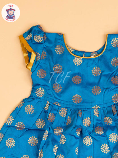Sky Blue & Gold - Frock