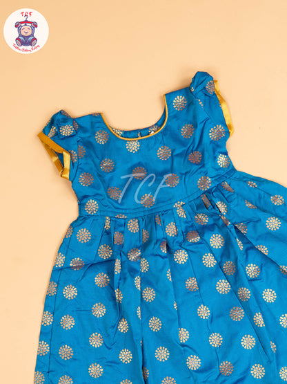 Sky Blue & Gold - Frock