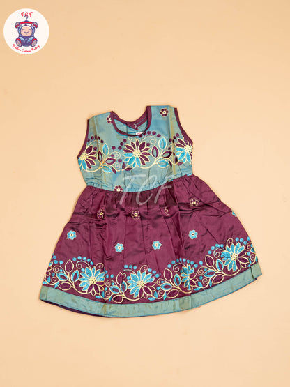 Teal Blue & Purple - Frock
