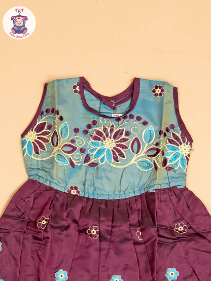Teal Blue & Purple - Frock