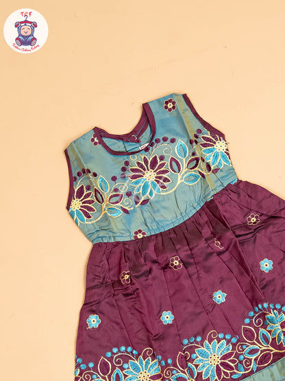 Teal Blue & Purple - Frock