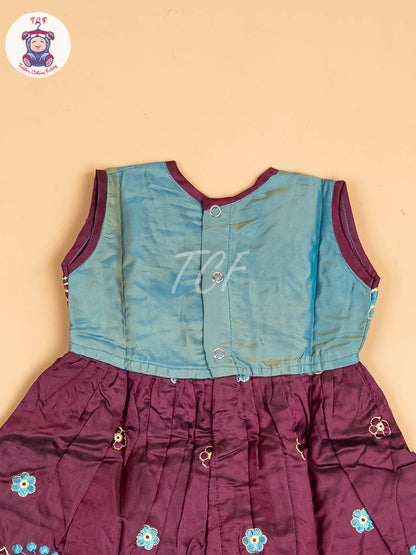 Teal Blue & Purple - Frock
