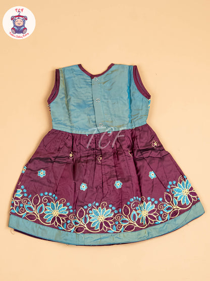 Teal Blue & Purple - Frock