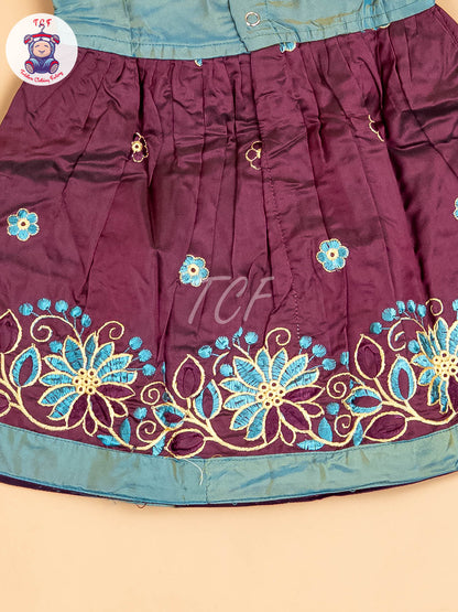 Teal Blue & Purple - Frock