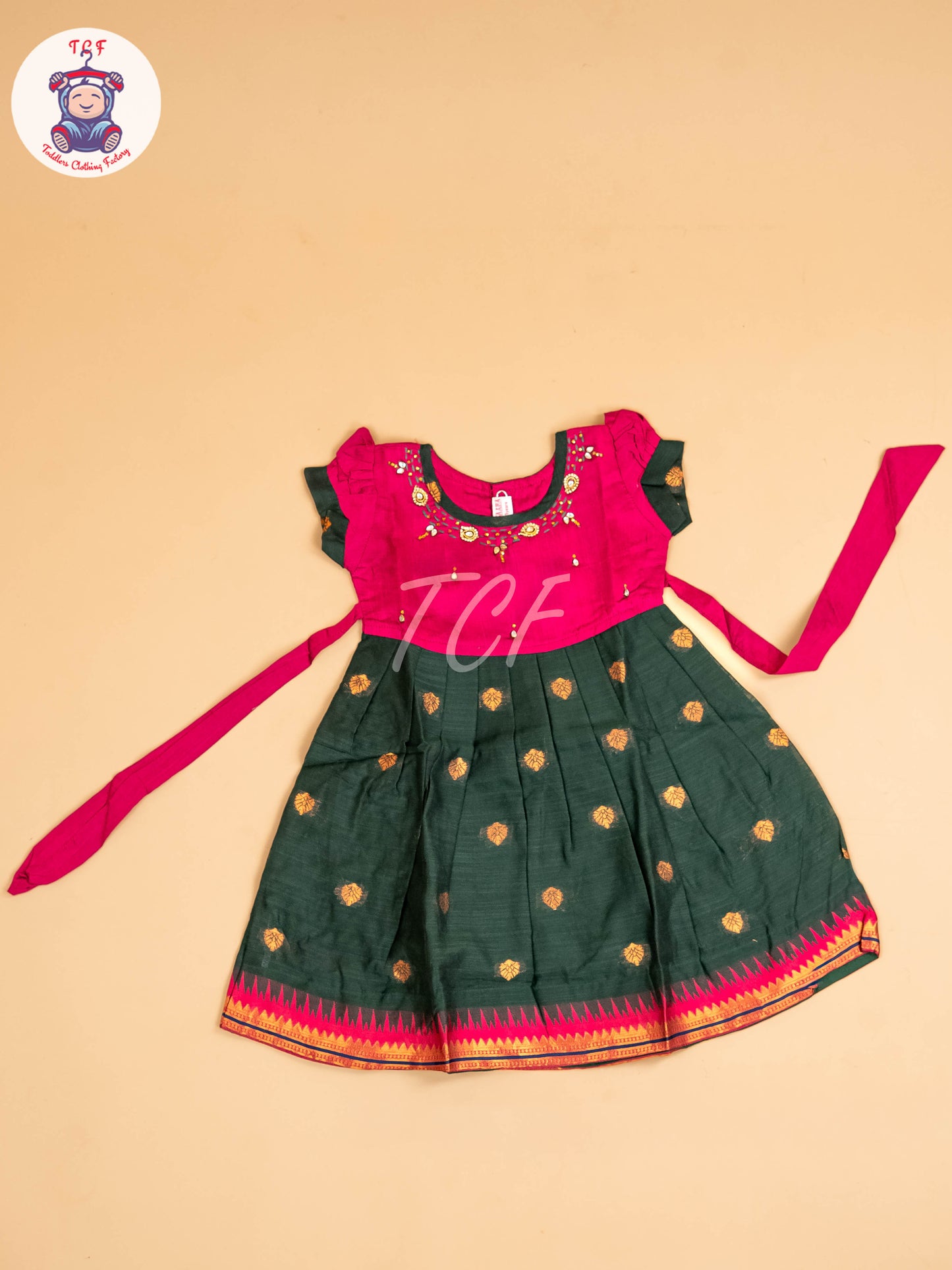 Magenta & Dark Green - Frock