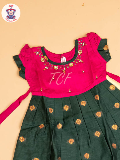 Magenta & Dark Green - Frock