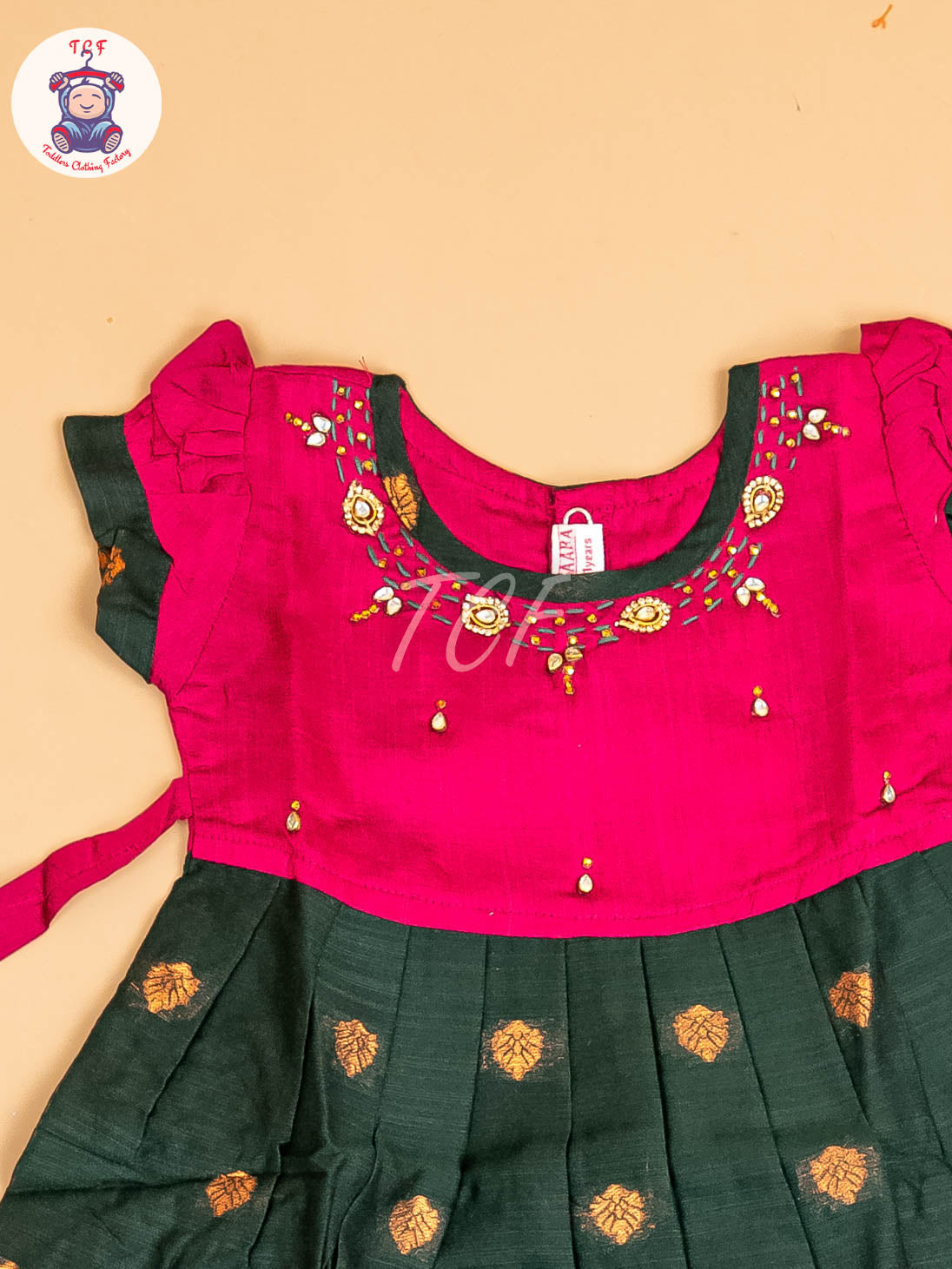 Magenta & Dark Green - Frock