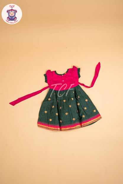 Magenta & Dark Green - Frock