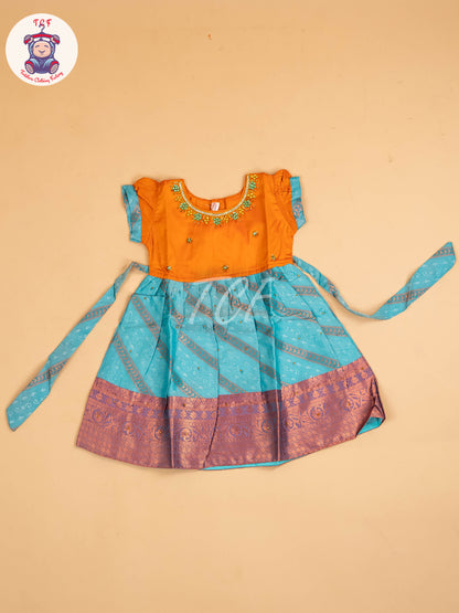 Orange & Teal Blue - Frock
