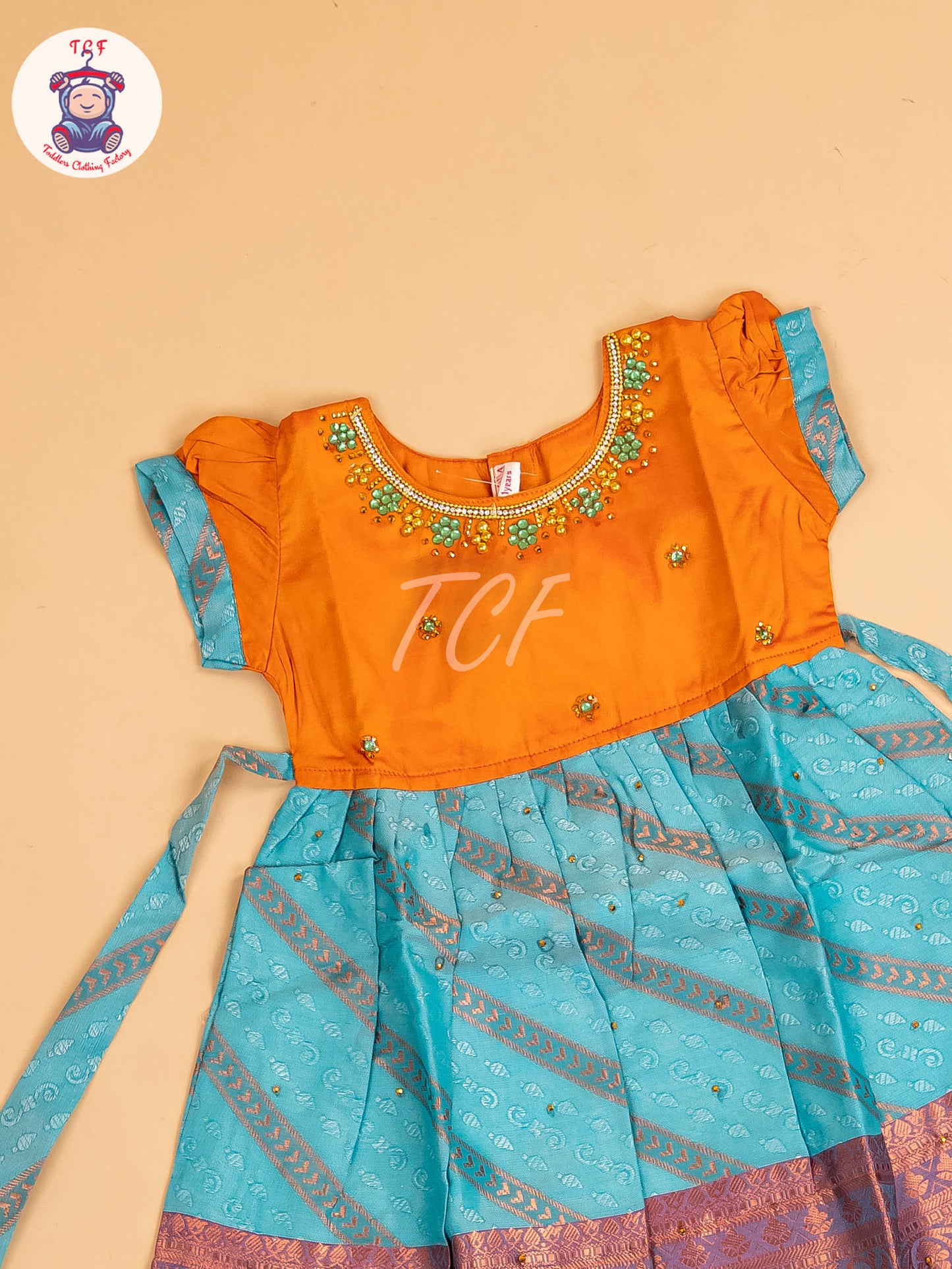 Orange & Teal Blue - Frock