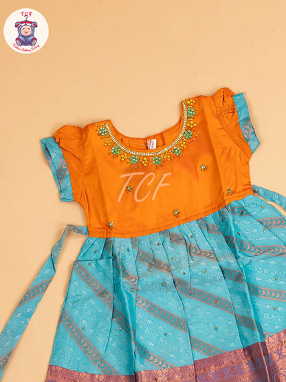 Orange & Teal Blue - Frock