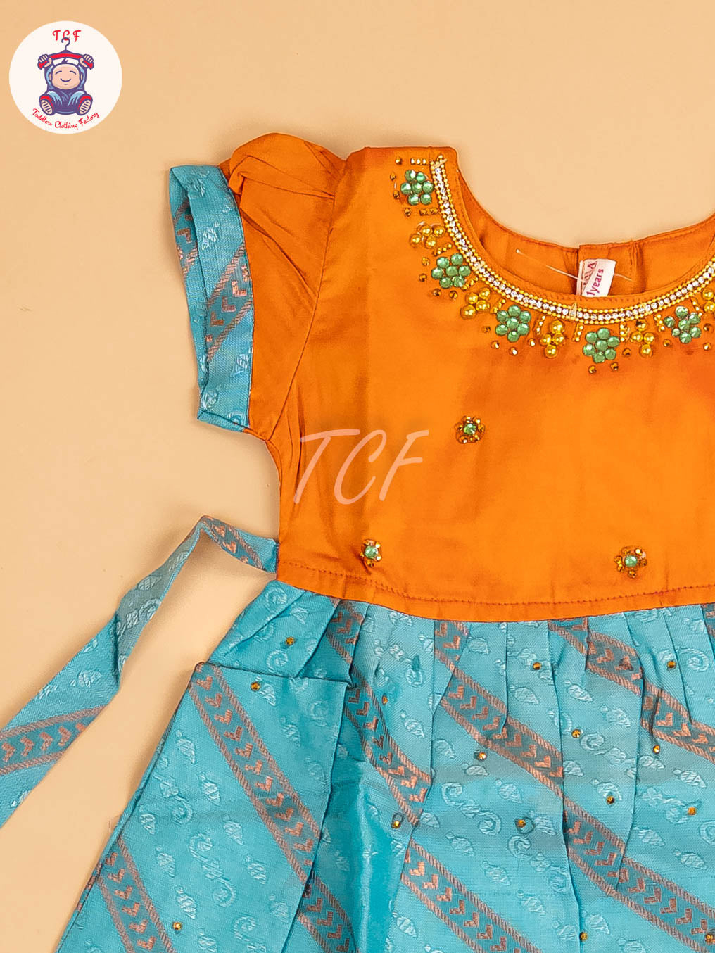 Orange & Teal Blue - Frock