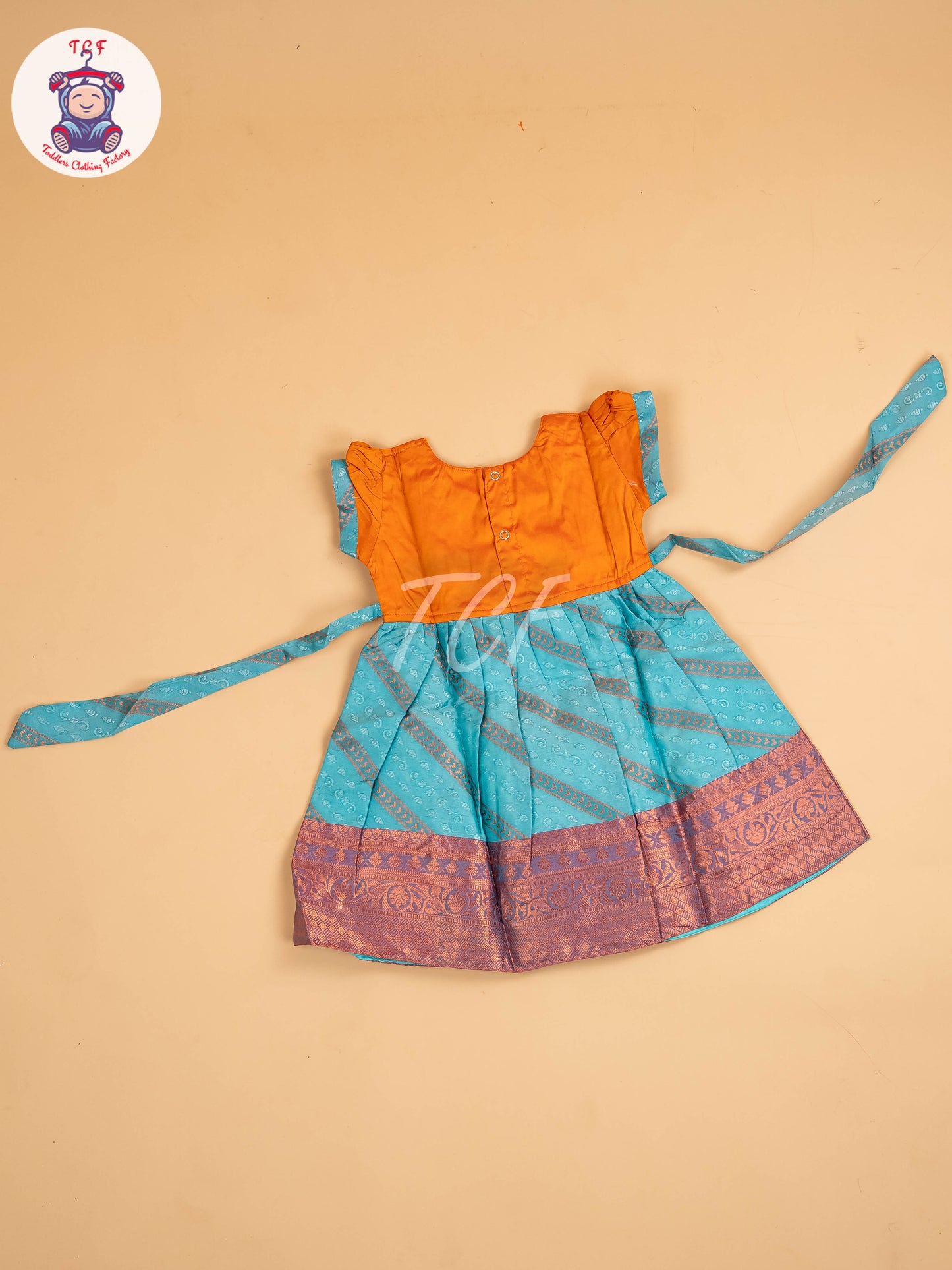 Orange & Teal Blue - Frock