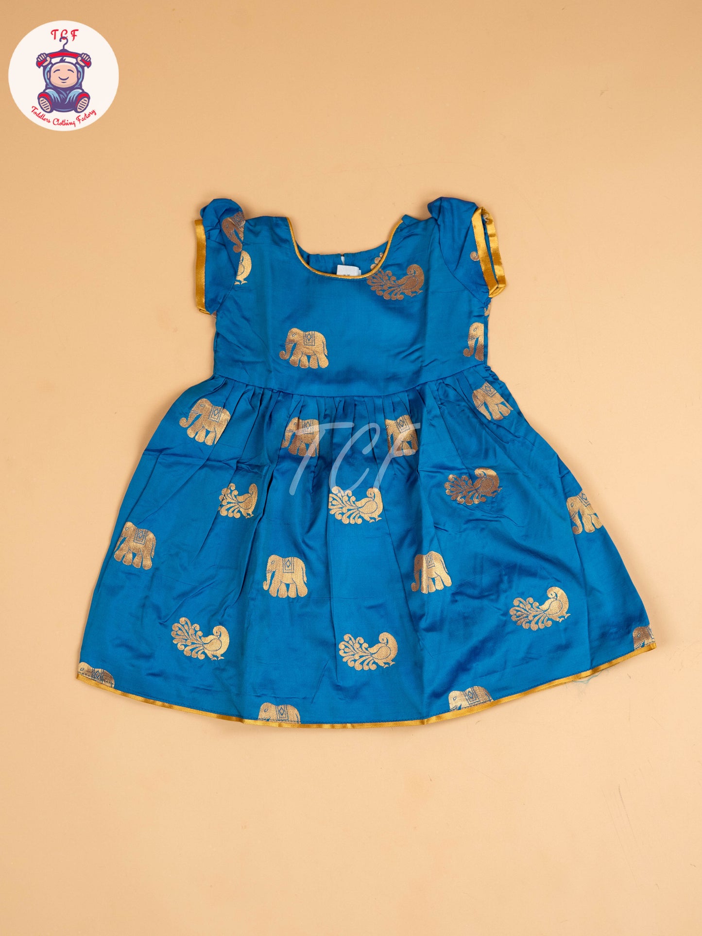 Sky Blue & Gold - Frock