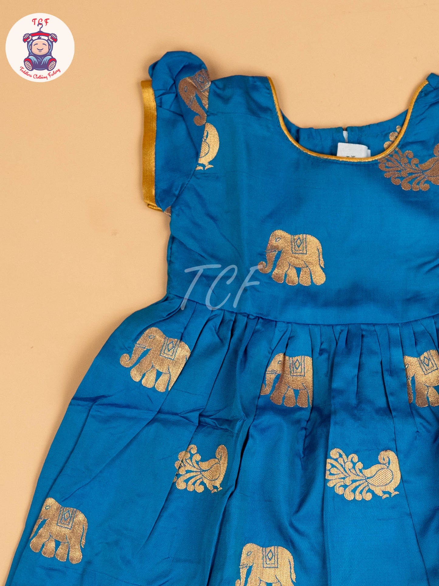 Sky Blue & Gold - Frock