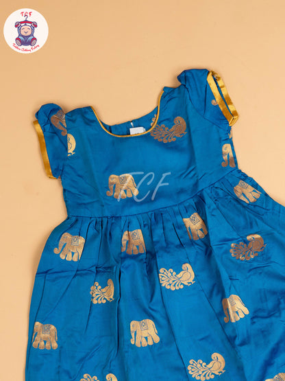 Sky Blue & Gold - Frock