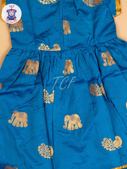 Sky Blue & Gold - Frock