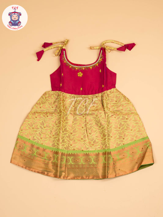 Dark Pink & Lite Green - Frock