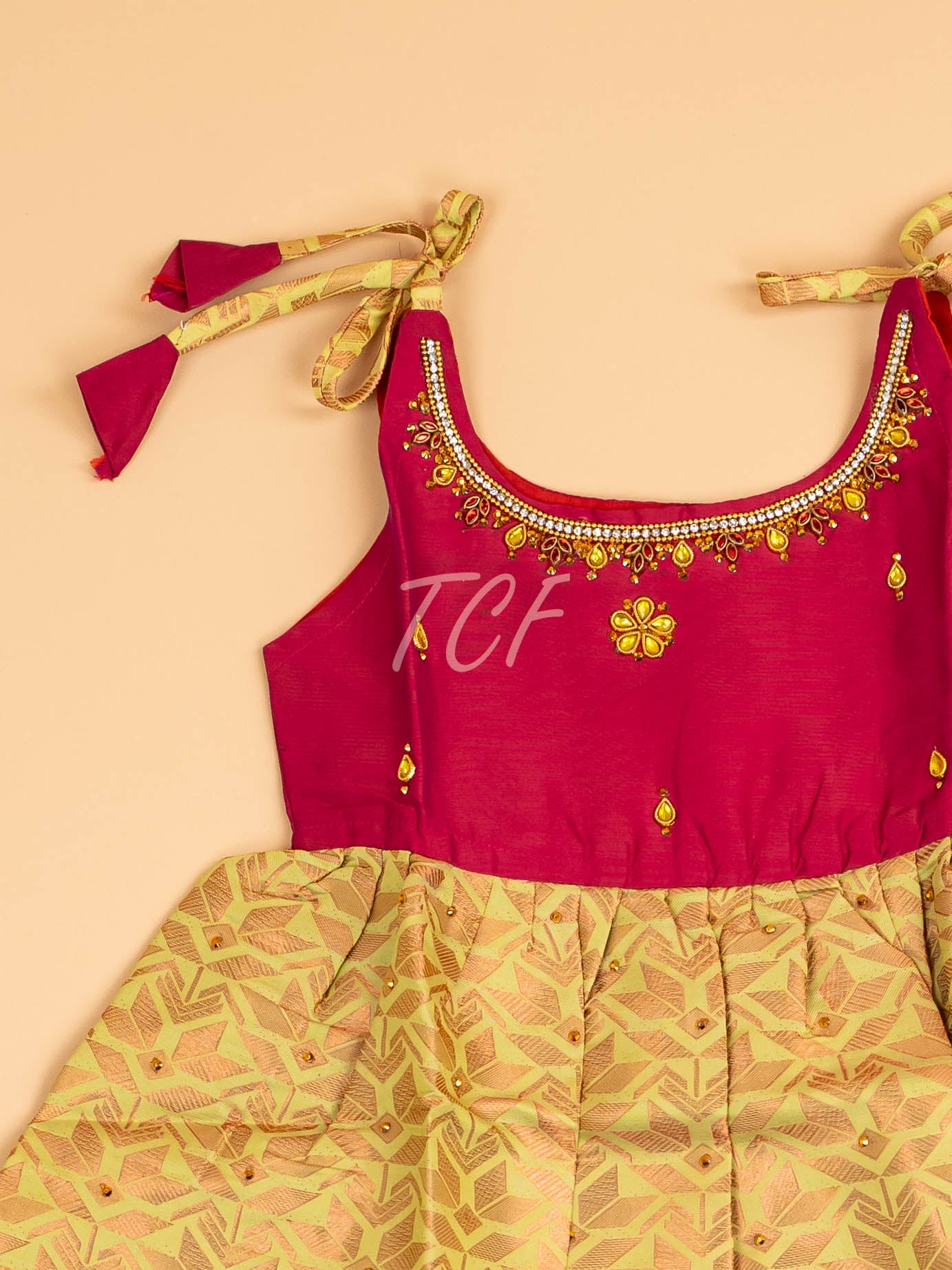 Dark Pink & Lite Green - Frock