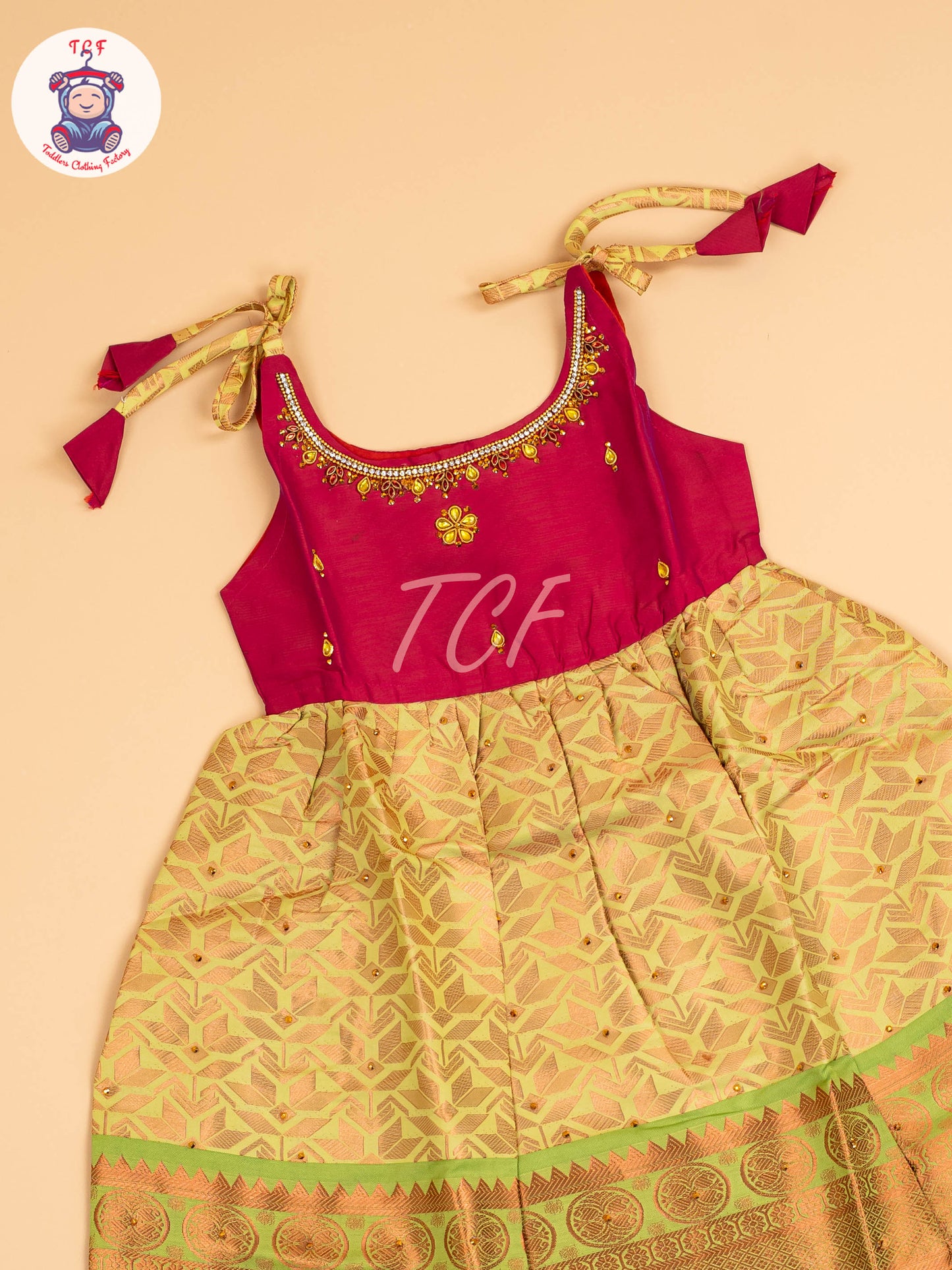 Dark Pink & Lite Green - Frock