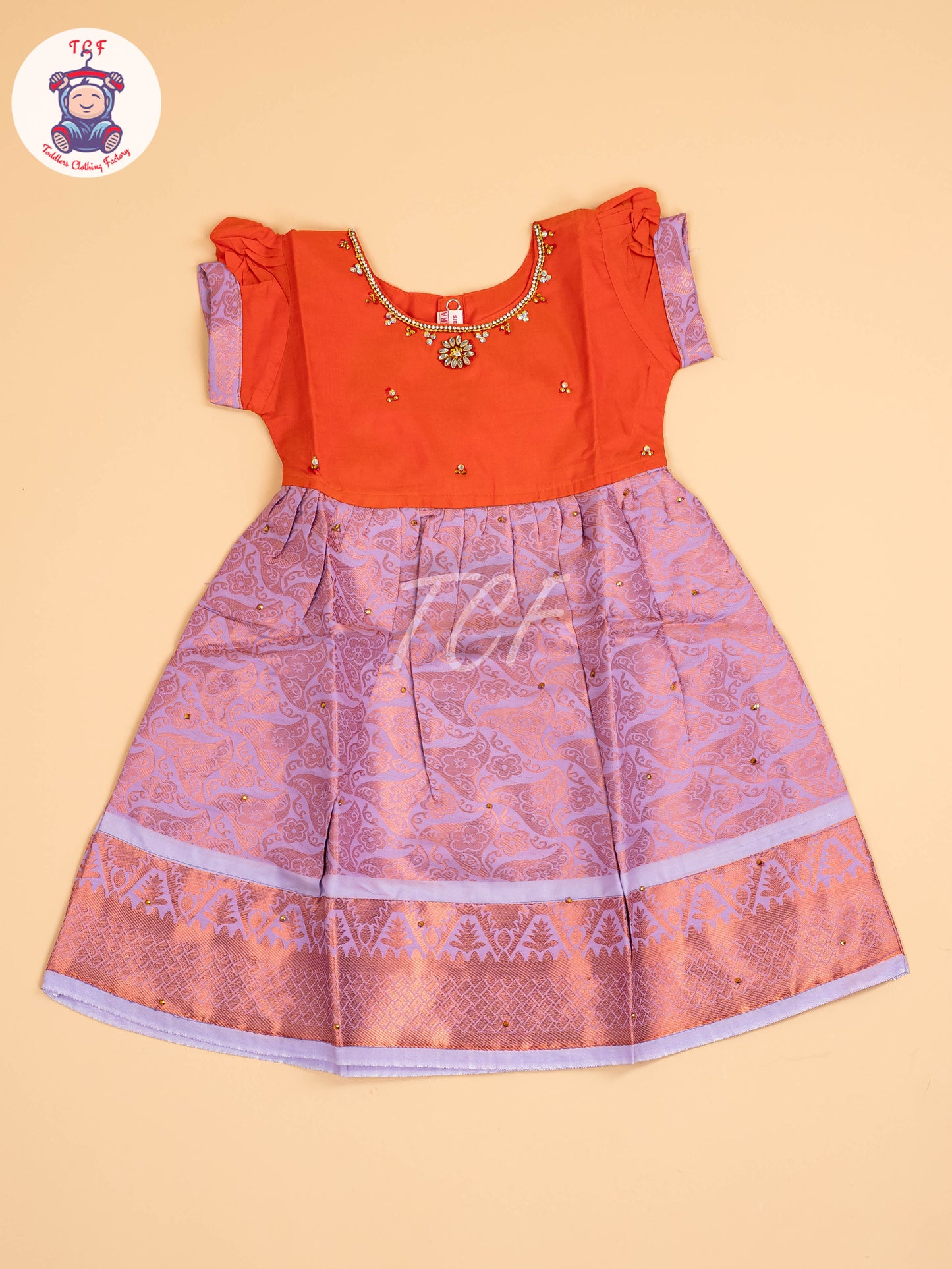 Orange & Lite Lavender - Frock