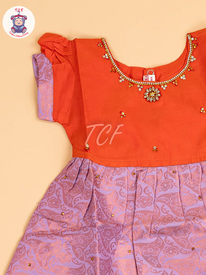 Orange & Lite Lavender - Frock