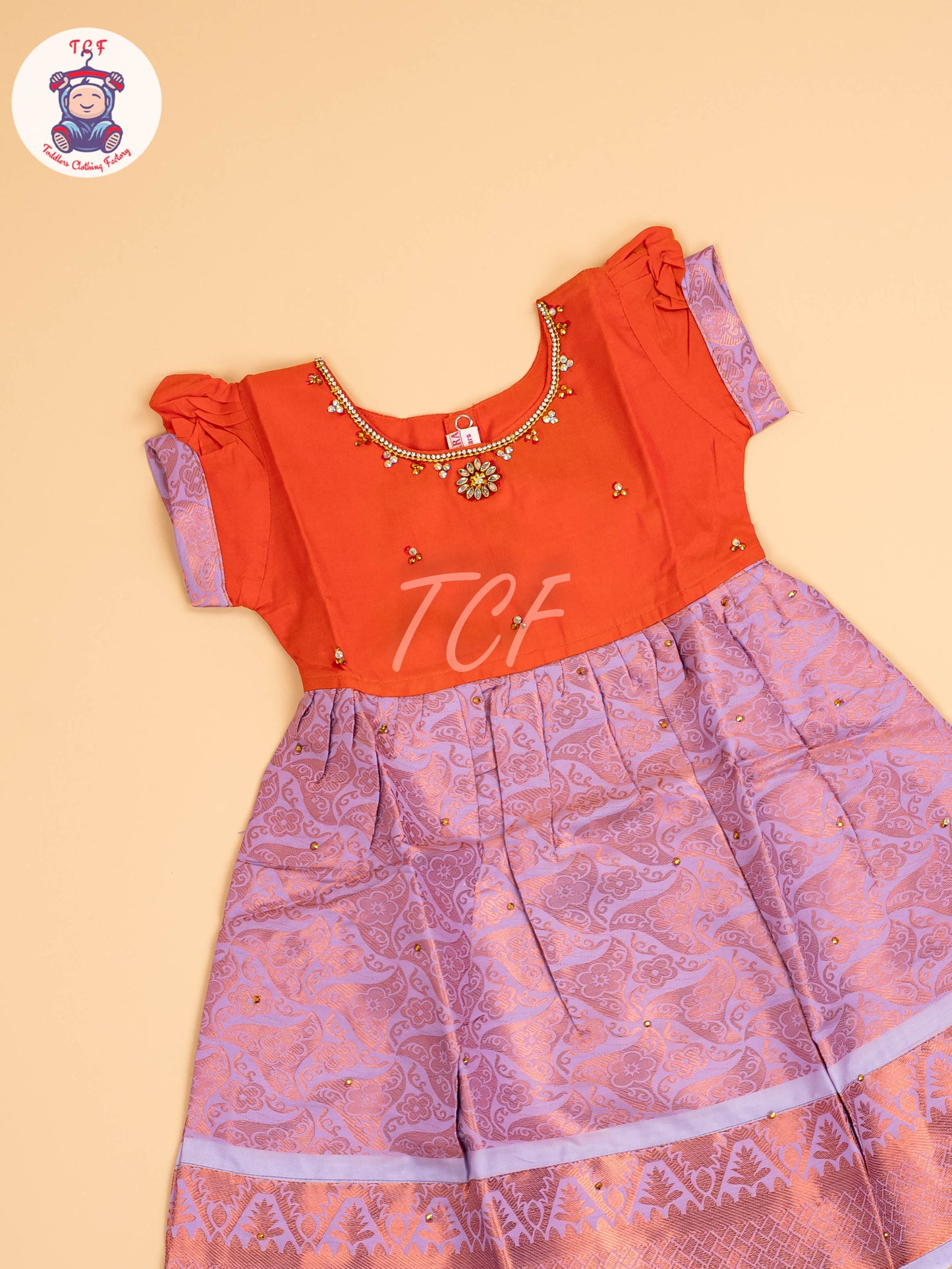 Orange & Lite Lavender - Frock