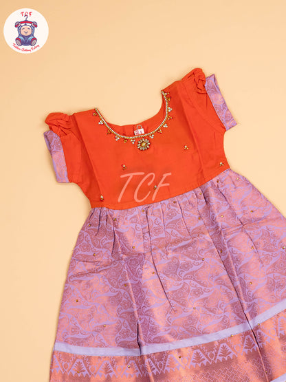 Orange & Lite Lavender - Frock