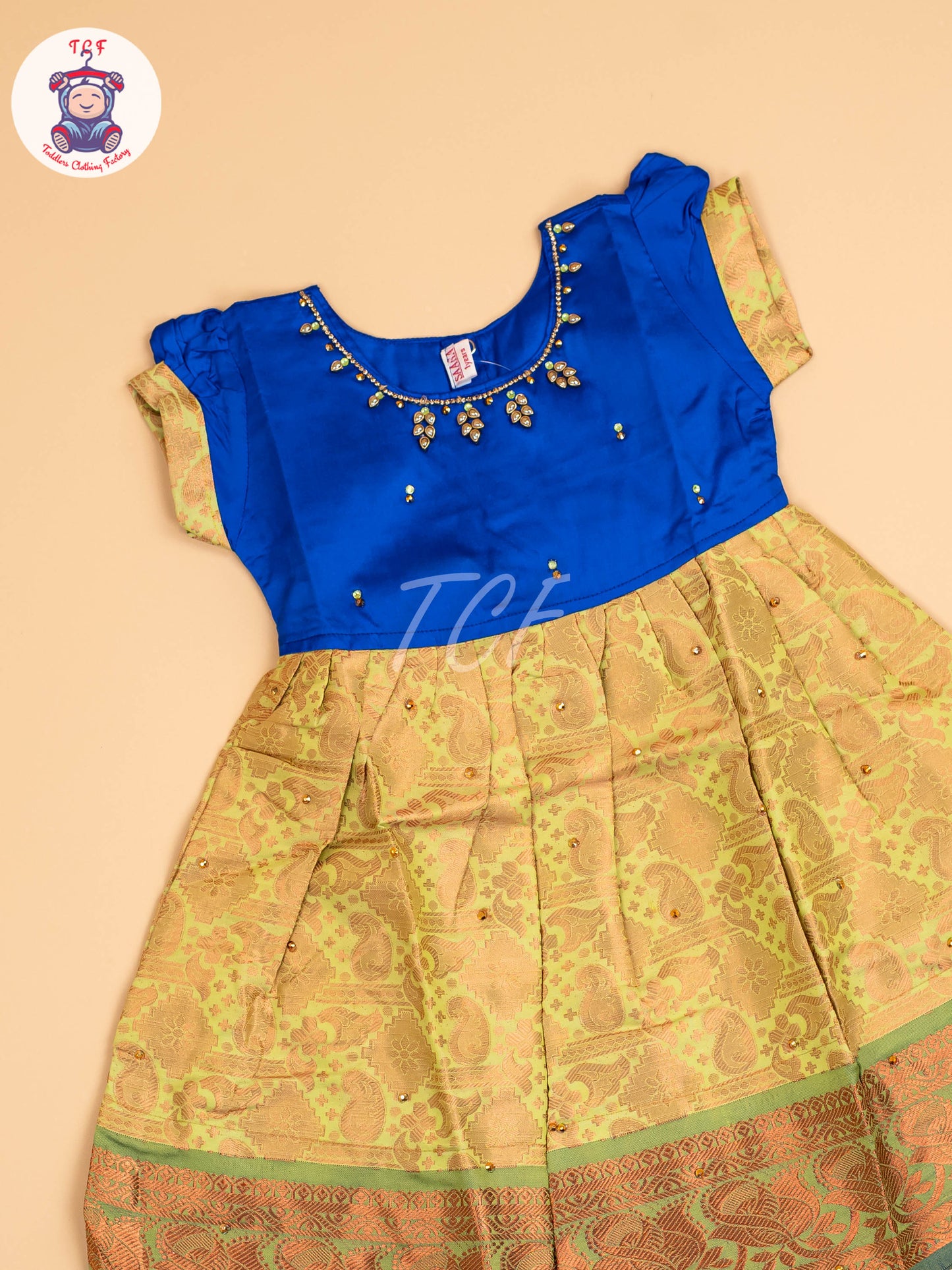 Blue & Lite Green - Frock