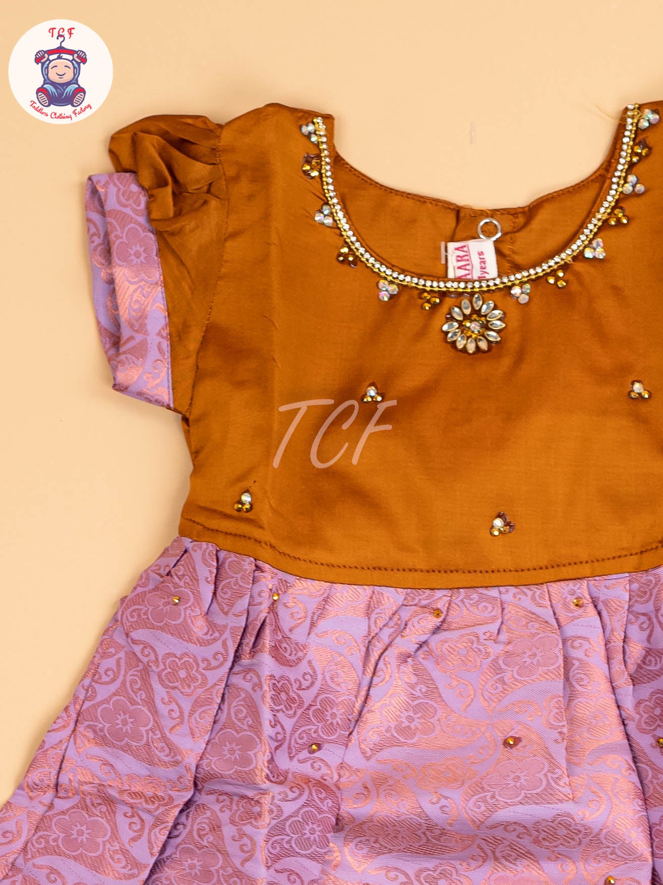 Brown & Lite Lavender - Frock