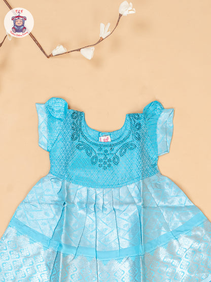 Sky Blue -Tissue Cotton Frocks