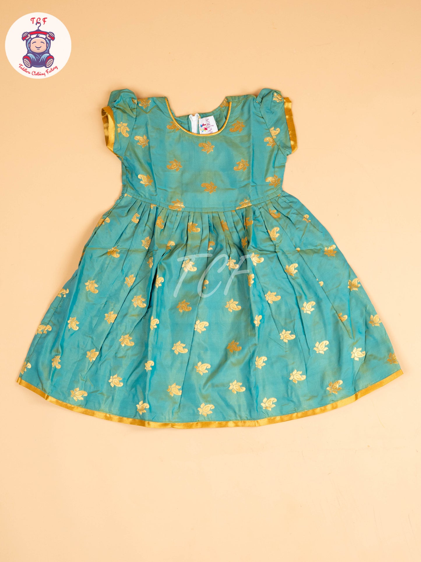Teal Green & Gold - Frock