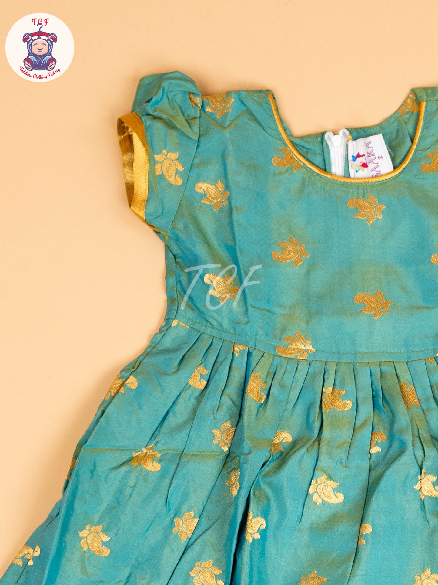Teal Green & Gold - Frock