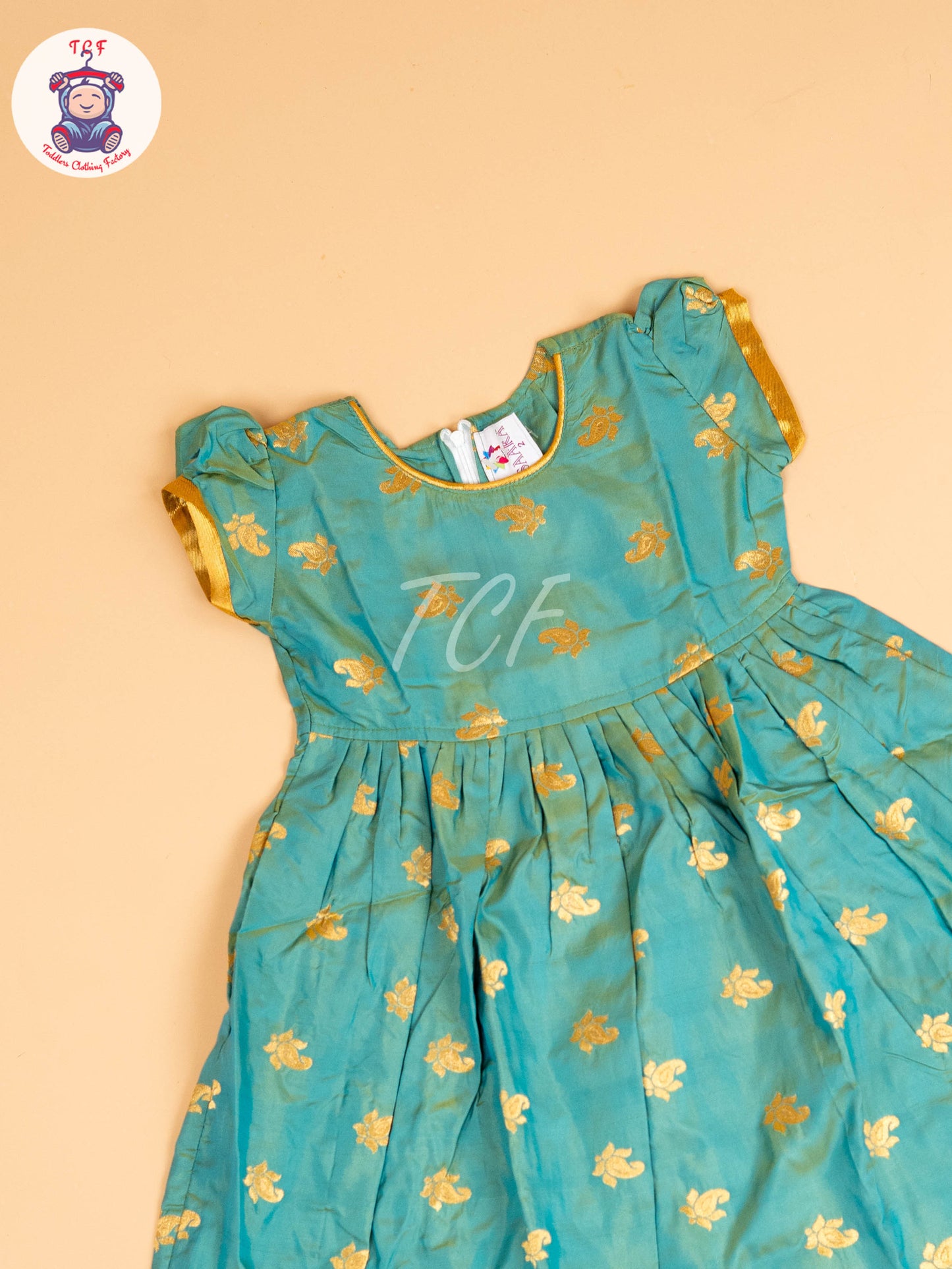Teal Green & Gold - Frock