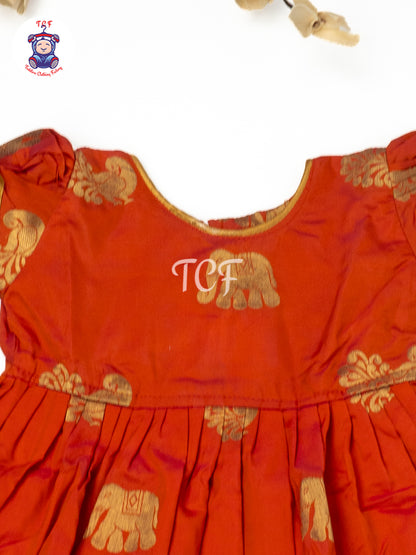 Coral Orange & Gold - Baby Girls Readymade Pavadai Sattai