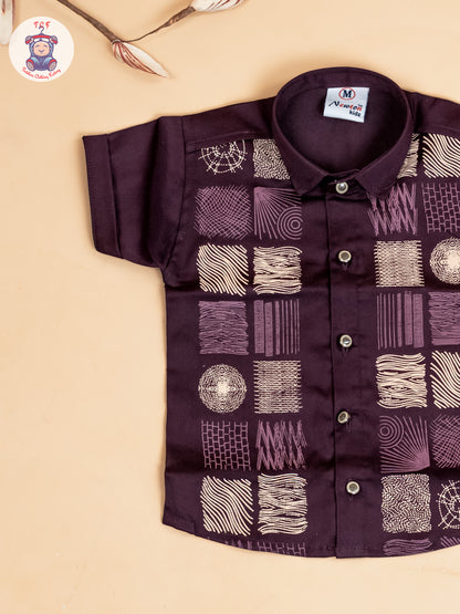 Magenta & Cream - Boys Readymade Cotton Shirts & Shorts