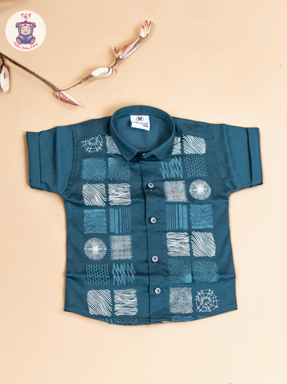 Green & Grey - Boys Readymade Cotton Shirts & Shorts