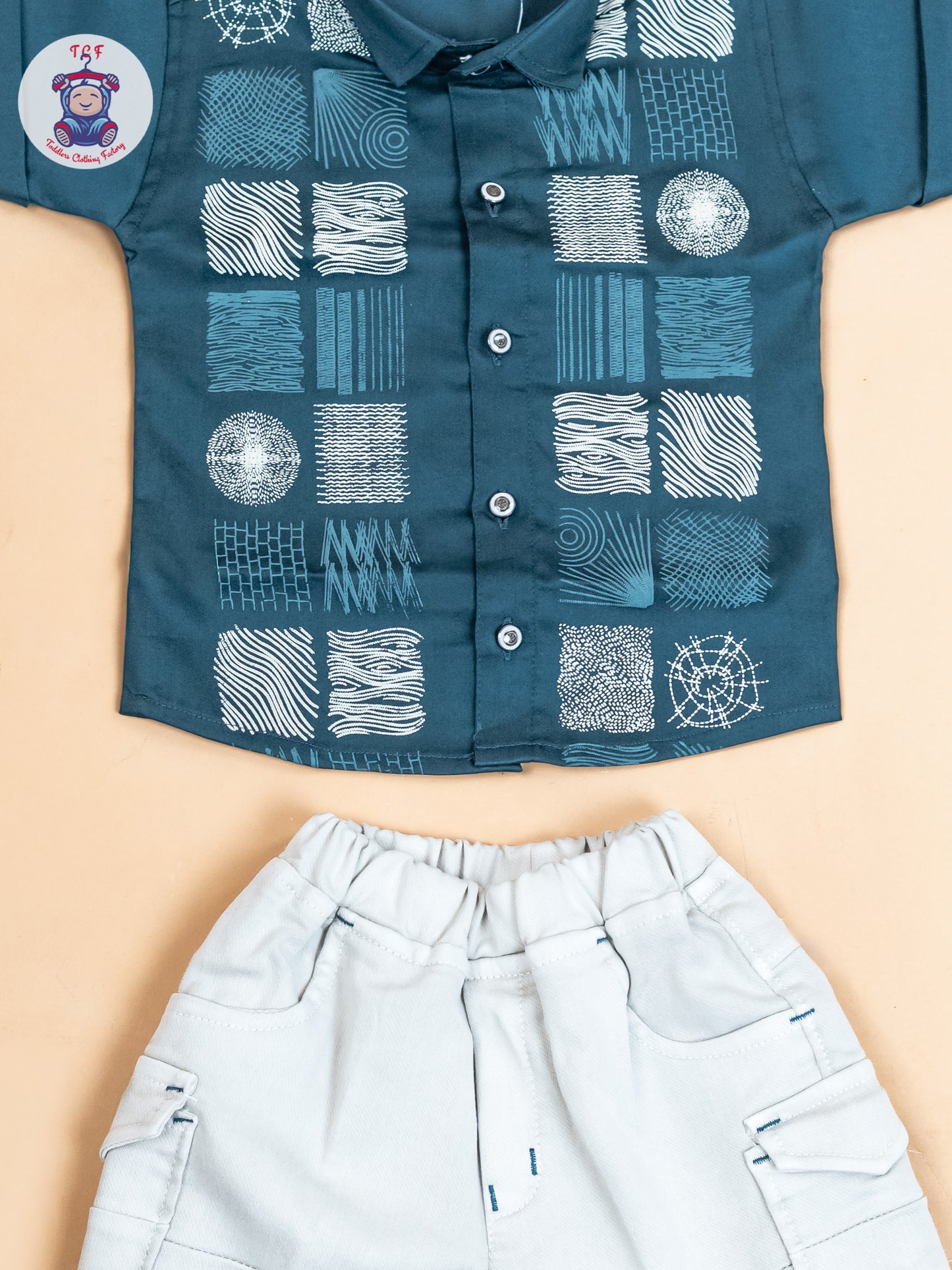Green & Grey - Boys Readymade Cotton Shirts & Shorts