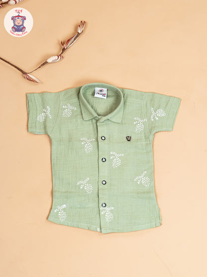 Pista Green - Boys Readymade Cotton Shirts & Shorts