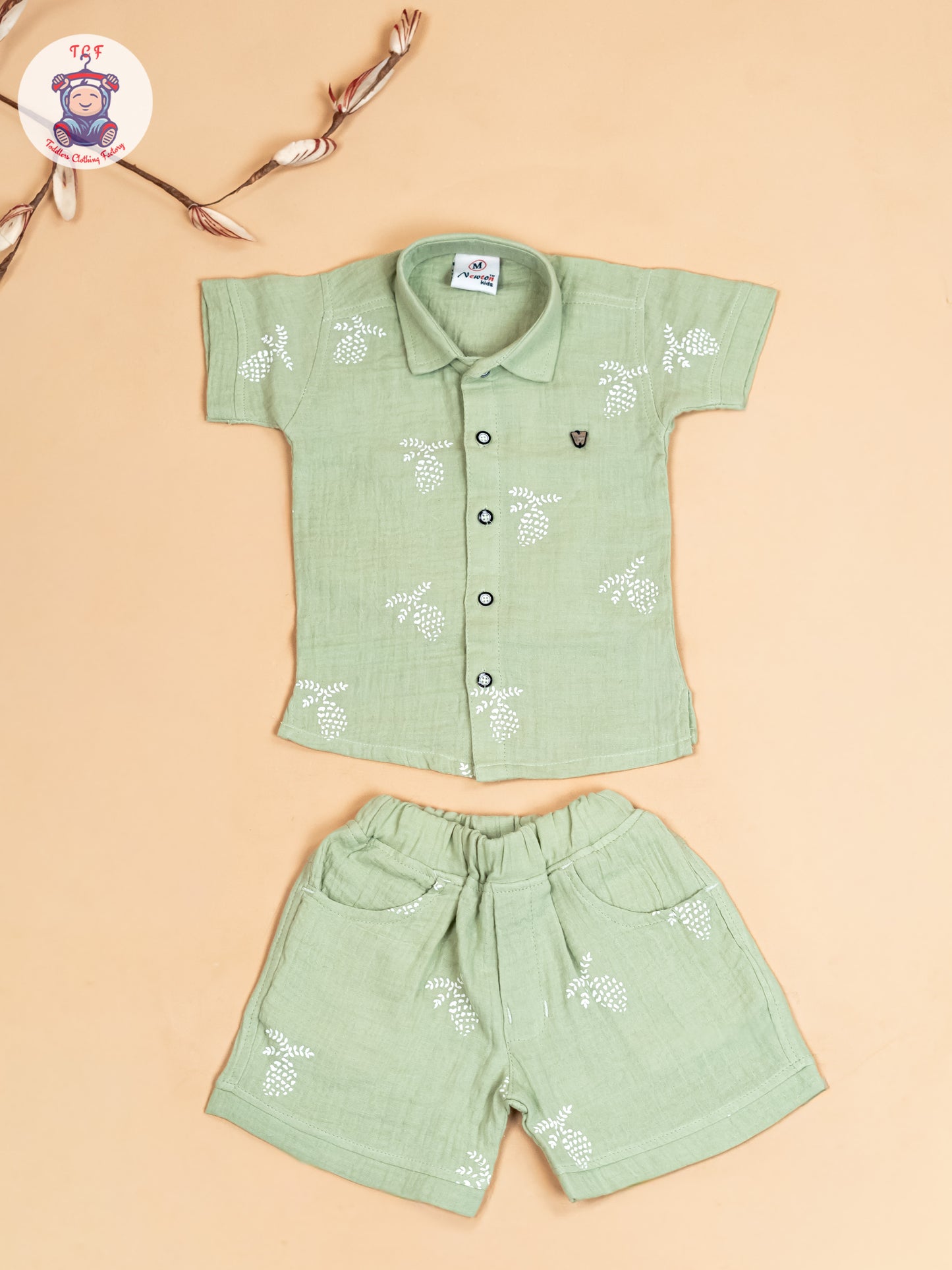 Pista Green - Boys Readymade Cotton Shirts & Shorts