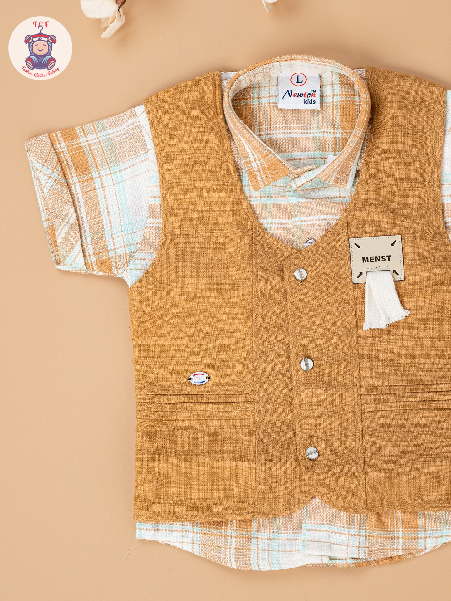 Beige - Boys Readymade Cotton Shirts & Shorts