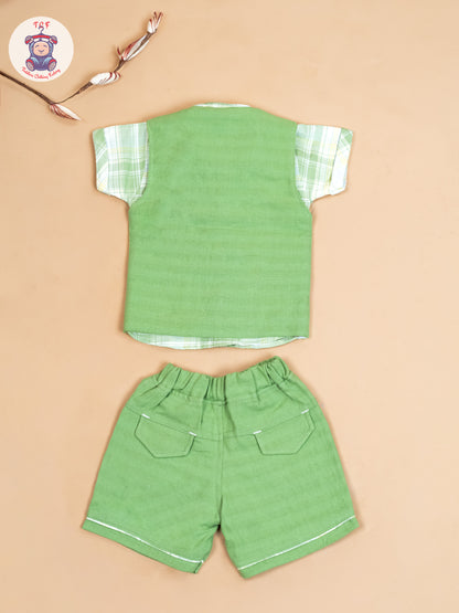 Green - Boys Readymade Cotton Shirts & Shorts