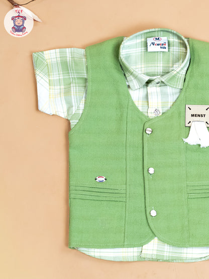 Green - Boys Readymade Cotton Shirts & Shorts