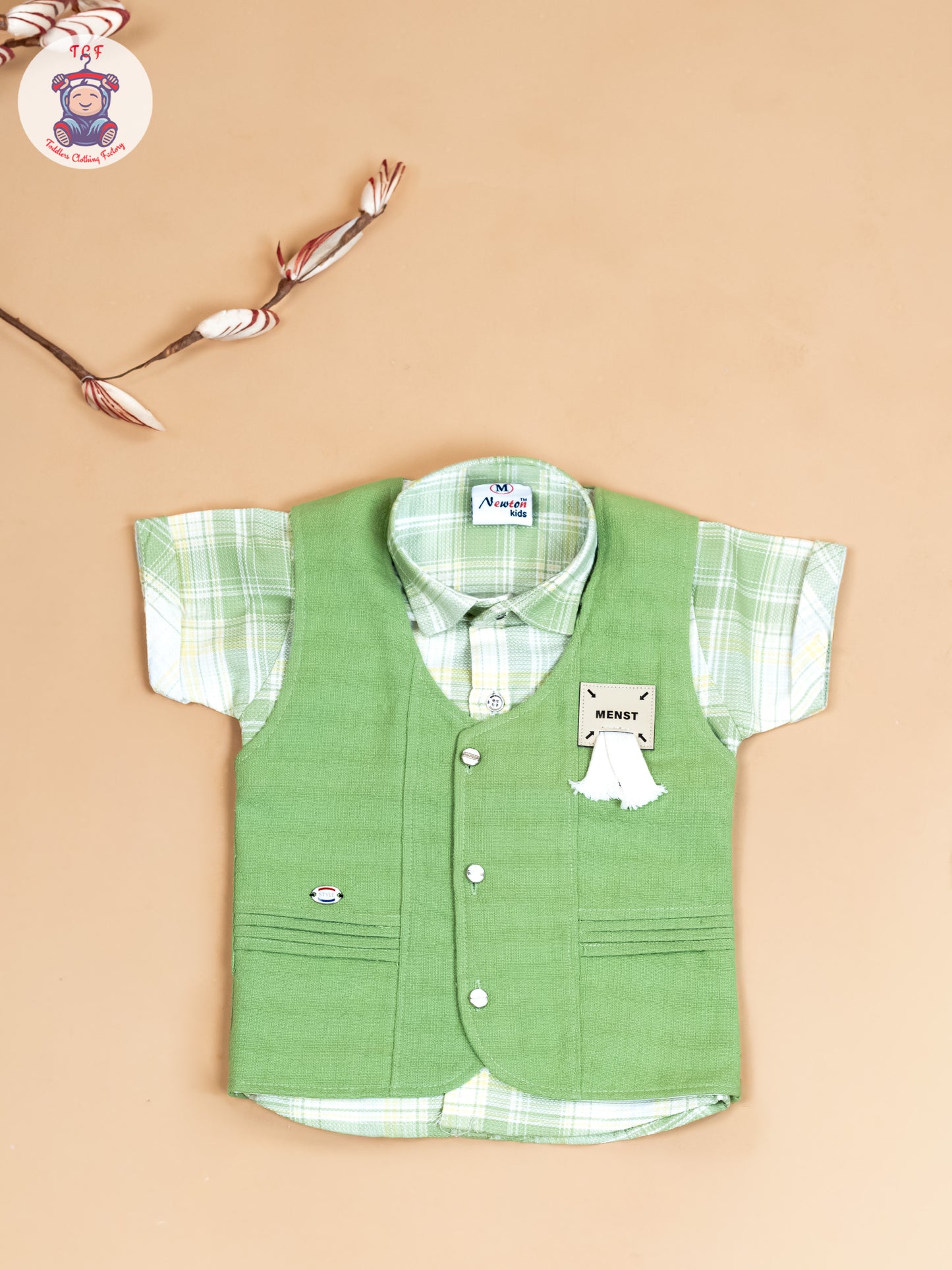 Green - Boys Readymade Cotton Shirts & Shorts