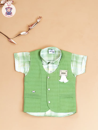 Green - Boys Readymade Cotton Shirts & Shorts