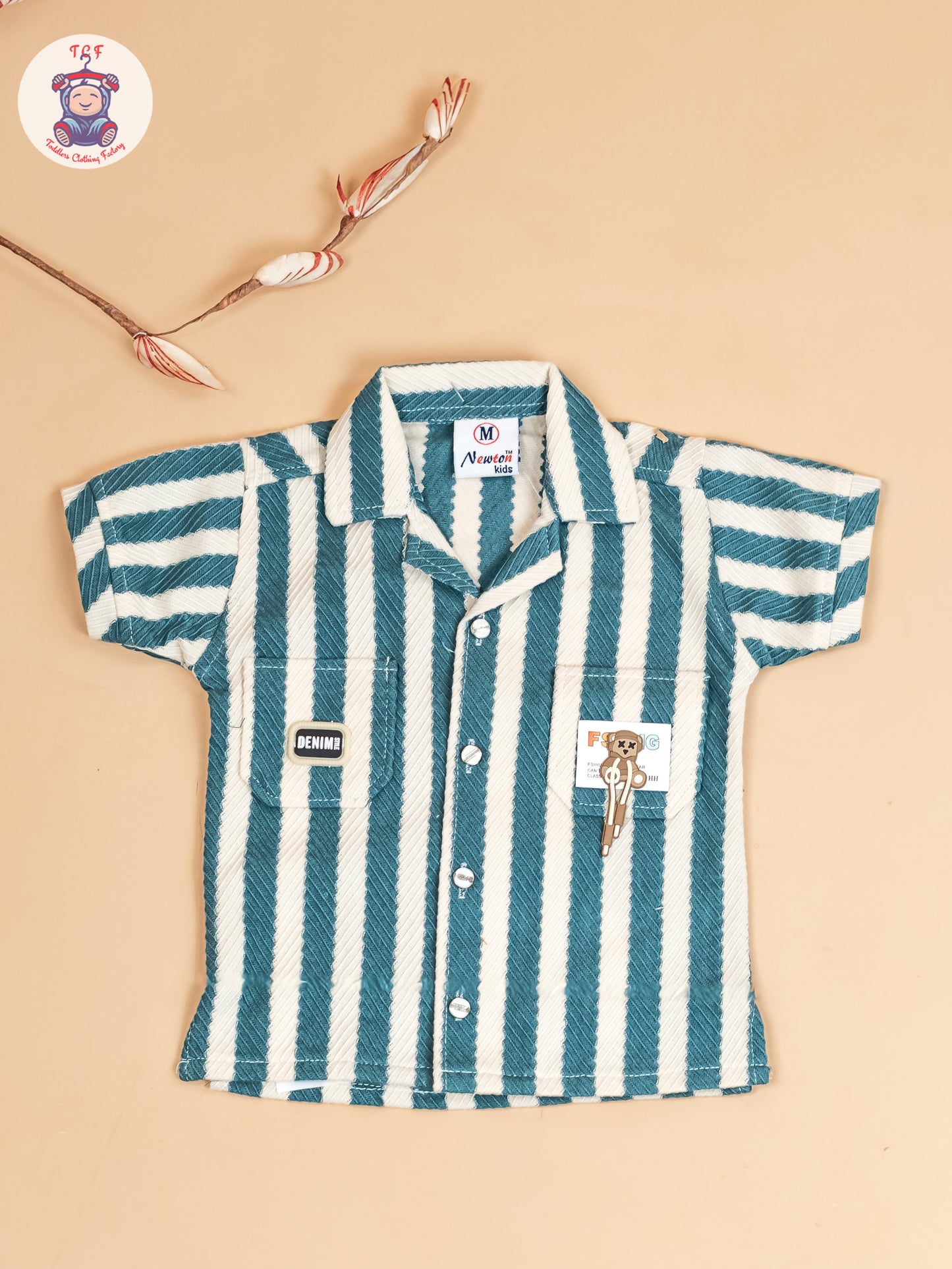 Teal Green - Boys Readymade Cotton Shirts & Shorts