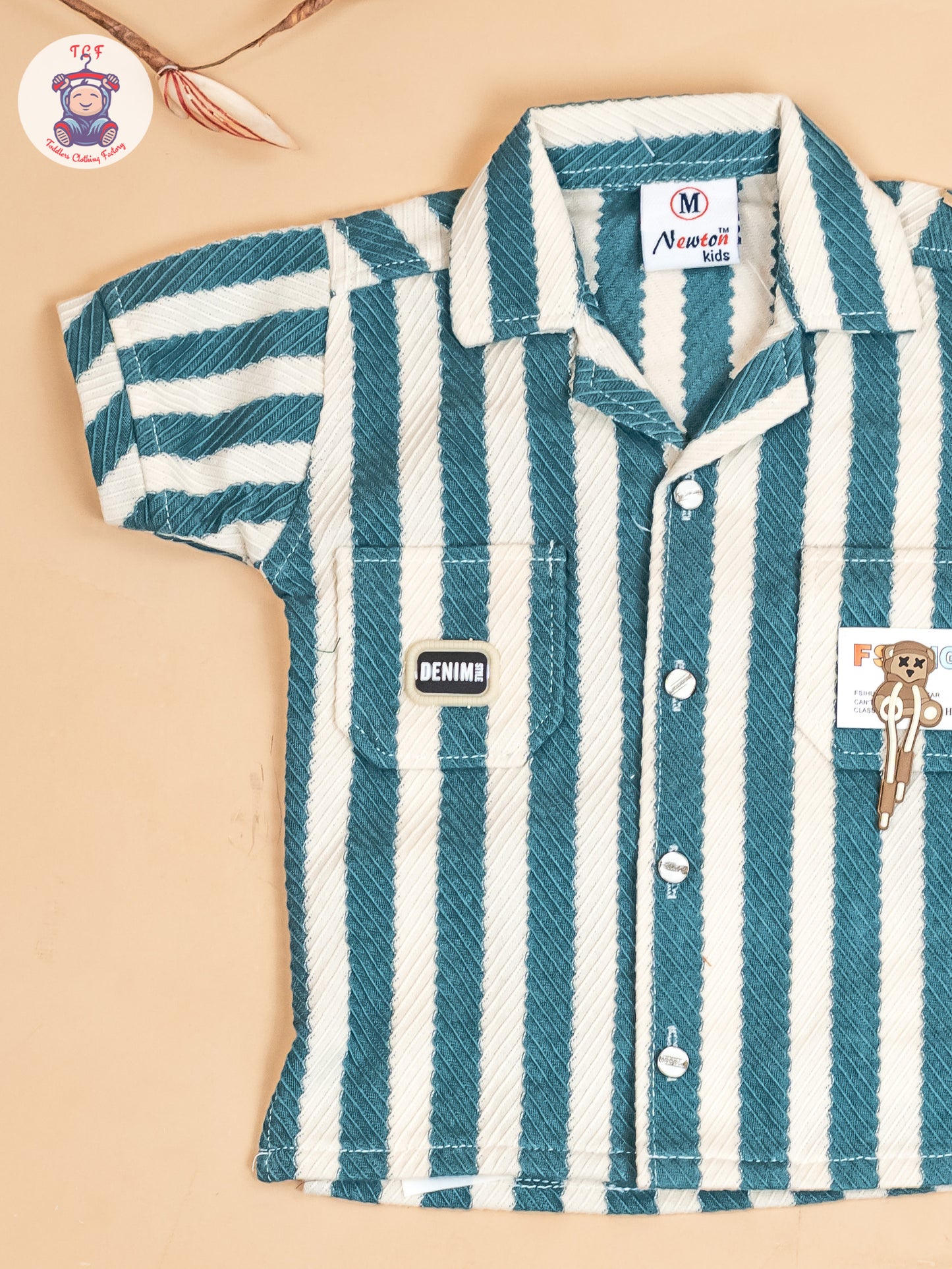 Teal Green - Boys Readymade Cotton Shirts & Shorts