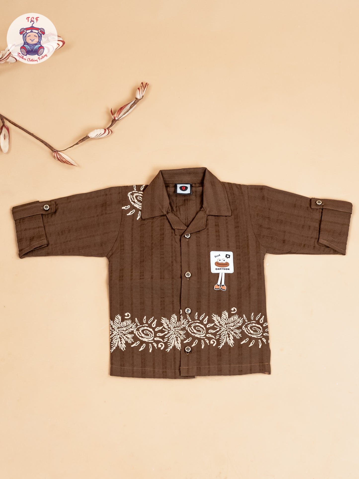 Brown & Beige - Boys Readymade Cotton Shirts & Pant