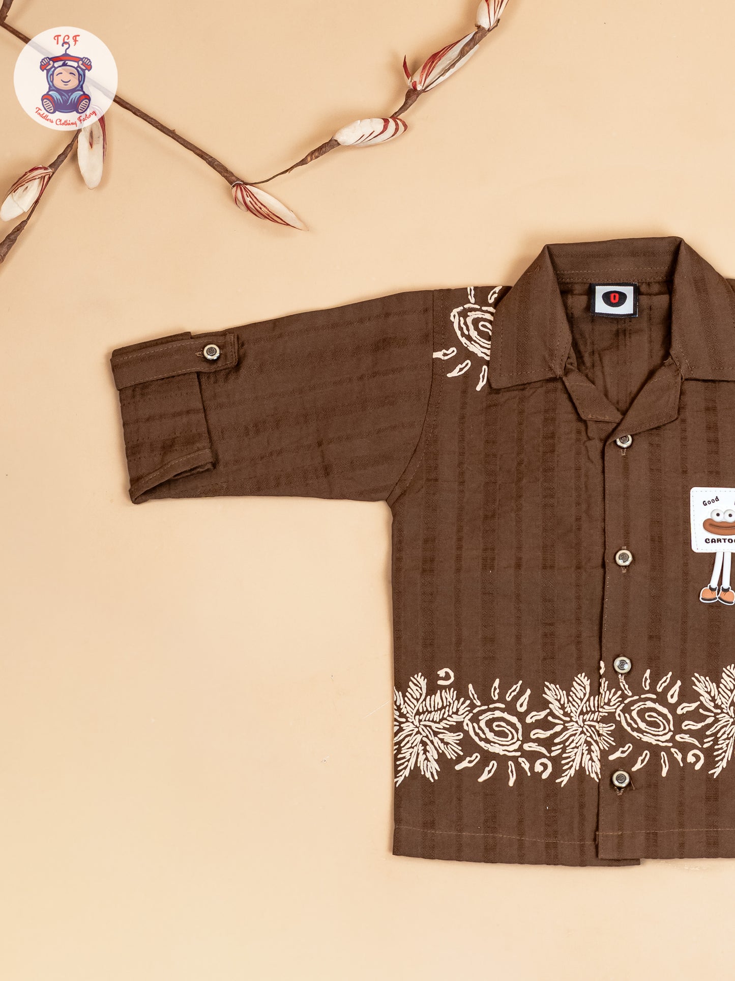 Brown & Beige - Boys Readymade Cotton Shirts & Pant
