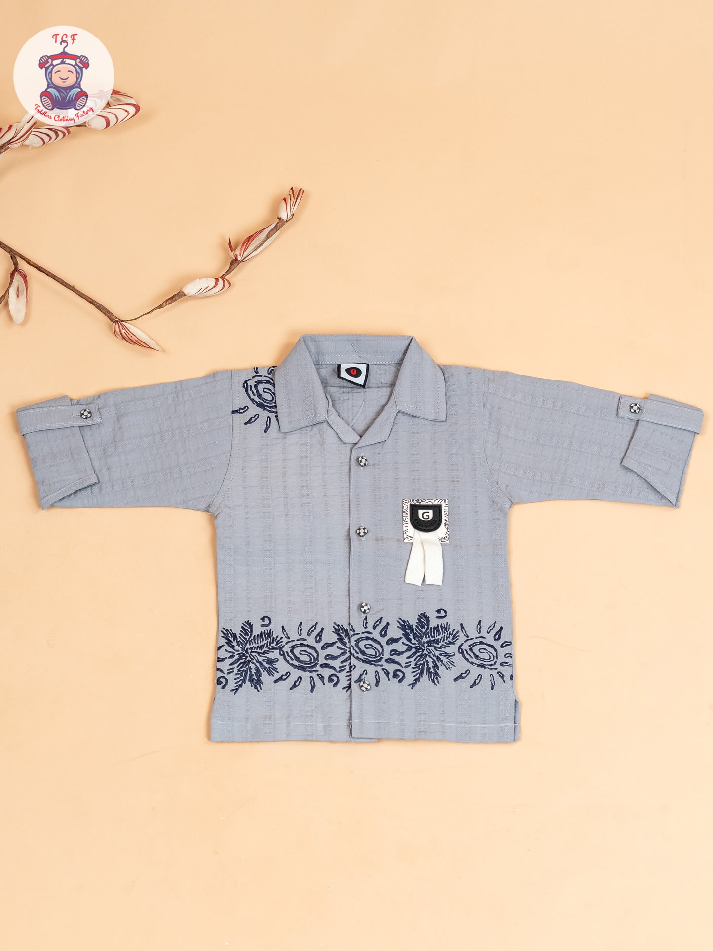 Grey & Navy Blue -Boys Readymade Cotton Shirts & Pant